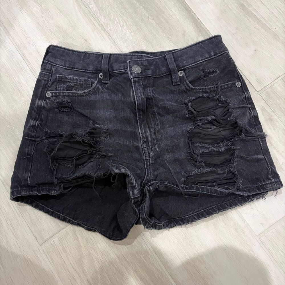 American Eagle Ripped Mom Shorts Black Size 0